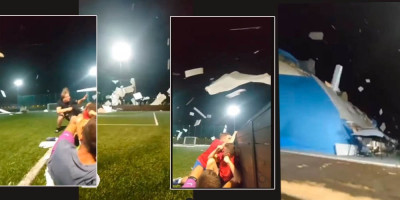 (VIDEO) Užas nije zaobišao ni Niš: Vetar odneo krov benzinske pumpe i sporstkog balona